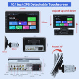 ▶ Estéreo de coche de un solo DIN de 10.1 pulgadas con CarPlay y Android Auto, radio de visualización táctil de 10 pulgadas con enlace de espejo/1080P/EQ Audio/SWC/Bluetooth + cámara de respaldo +