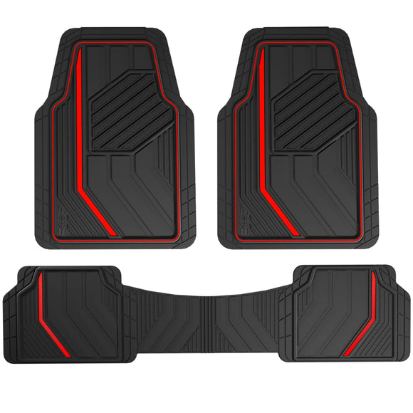 Dickies DuraSport - Alfombrillas de Piso de 3 Piezas, Resistentes para Coches, Camiones, SUV, Negro/Rojo