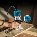 Routers de velocidad variable Madera, Herramienta de Enrutador de Recortador de Madera 800W de Velocidad 30.000 RPM, Madera Compacto Recortadora de Manos Eléctrica con 15 Brocas de 6,35 mm, Para Ranura, de Corte, Grabado
