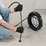 Cable de limpieza de drenaje profesional de 100 pies x 5/8 pulgadas, 7 cortadores para tubos de 0.8 a 3.9 pulgadas, cable de taladro de alcantarillado de núcleo hueco para fregadero, drenaje