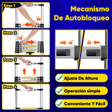 ▶ Escalera Telescópica de Aluminio 5 Metros-Plegable, Extensible, Compacta y Portátil Escalera para Usos Multiusos, Capacidad de Carga 150 kg,