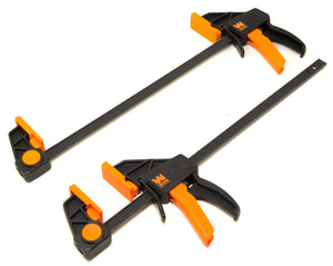 WEN  Abrazaderas y esparcidores de barra de acero resistentes de 12 pulgadas con garganta de 2.3 pulgadas, paquete de dos, negro