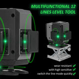 Nivel láser Verde de 16 líneas 4x360 ° 4D Línea Cruzada Verde Láser Profesional para construcción Dos Niveles láser Verticales de 360 ° y Dos horizontales de 360 ° con Control Remoto