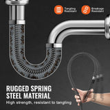 Cable de limpieza de drenaje profesional de 100 pies x 5/8 pulgadas, 7 cortadores para tubos de 0.8 a 3.9 pulgadas, cable de taladro de alcantarillado de núcleo hueco para fregadero, drenaje