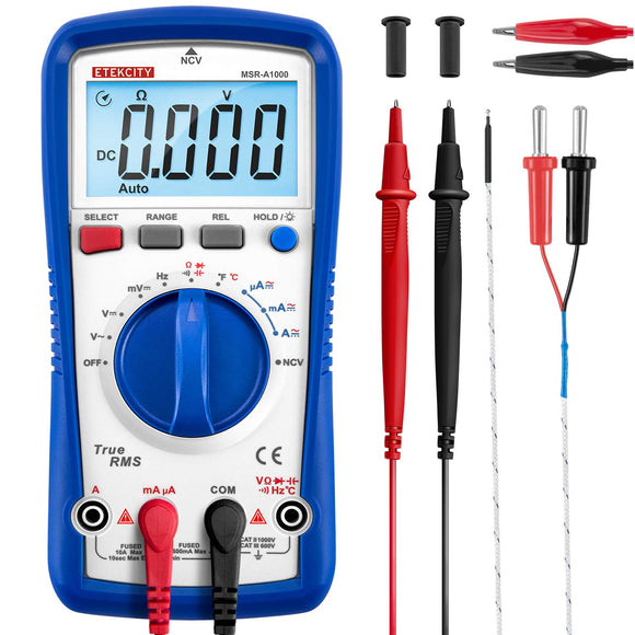 Voltímetro digital profesional A1000, probador de voltaje CA/CC, TRMS 6000 abalorio, corriente, resistencia, frecuencia, continuidad, capacitancia, diodo, temperatura, NCV