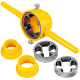 ▶ Roscado de tubos Juego de 6 herramientas de enhebrado de PVC reutilizables para hacer roscas con troqueles de 1/2 pulgada 3/4 pulgadas de 1 pulgada de 1 pulgada, kit de herramientas manuales de fontanería, juego de