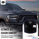 ▶ Funda de consola central con licencia oficial de ajuste personalizado con logotipo plateado bordado de Ram para modelos seleccionados de Ram con asiento de cubeta (no asiento de banco/salto)