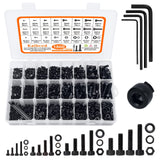 🔩 LAURALS 1800Pcs M2 M3 M4 M5 Metric Screw Assortment Kit, Grade 12.9 Alloy Steel Metric Bolt Assortment, Hex Socket Head Cap Machine Screws with Flat&Lock Washers, Nuts and Bolts Assortment Kit