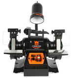 WEN BG625V - Molinillo de banco de velocidad variable de 2,5 amperios, 6 pulgadas, con luz de trabajo flexible, color negro