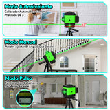 Nivel Láser Autonivelante -8 Líneas Vertical,Horizontal y Cruzada 360°,Precisión 10m ± 2mm,Autonivelación ±3°, 5000mAh Batería - Ideal Para Techo,Piso,Pared