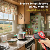 Termómetro infrarrojo Eventek, termómetro láser infrarrojo, sin contacto, de -50 °C a 420 °C (-58 °F - 788 °F), pistola de temperatura digital, no médica, no para el cuerpo humano, para medir la