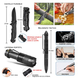 DQST Kit de Supervivencia, Supervivencia Al Aire Libre y Protección Personal, con Linterna LED, Chubasqueros, Brújula, Gasa, etc. para Aventuras de Camping.