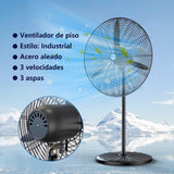 ▶ Ventilador Industrial De Pedestal, Abanico de uso rudo Versátil y funcional, Circulador de Aire 3 velocidades Poderoso flujo de aire,Ventilador de pie Abanico industrial (26 Pulgadas)