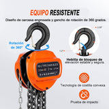 Polipasto Manual, 2 Toneladas Cadena De 6 Metros, para Elevación y Tracción En Obras De Construcción, Garajes, Almacenes, Instalaciones De Automoción, Talleres, Fábricas Y Granjas