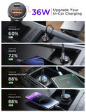 ▶ LISEN 54W Cargador para Auto Rapida 2 Unidades, PD 36W [Todo Metálico] QC 18W, Adaptadores de Corriente para Coche Compatible con iPhone Air 17/16/15/14, Galaxy S25/24/23 Ultra, Xiaomi, Motorola
