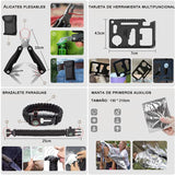 DQST Kit de Supervivencia, Supervivencia Al Aire Libre y Protección Personal, con Linterna LED, Chubasqueros, Brújula, Gasa, etc. para Aventuras de Camping.