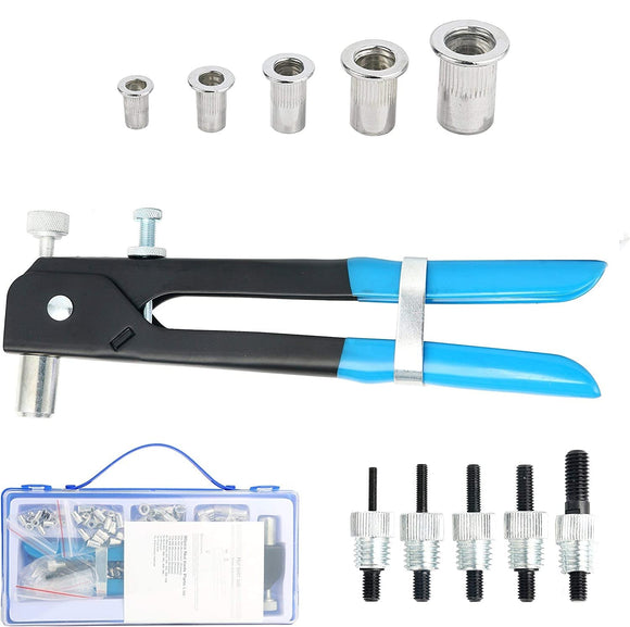 🔩 Juego de 86 tuercas de remache ciego resistente, herramienta de remachar, pistola de tuerca de remache, remachadora de mano de rosca, herramienta de inserción roscada para pistola de remache,