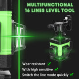 Nivel Laser, Laser Nivelador multifuncional de 16 líneas, Nivel 3°, herramienta de nivelación de batería de litio recargable