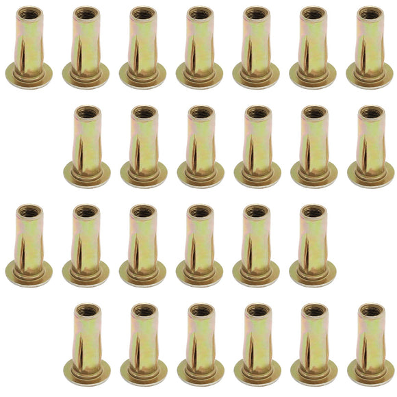 Qjaiune - 25 piezas de tuercas de remache multiagarre preatornilladas, tuercas de remache M8 de alta resistencia, tuercas de remache ranuradas de cabeza plana, tuercas de remache de acero al carbono