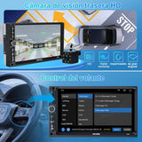 ▶ Autoestéreo para Carro de 7 Pulgadas con Pantalla Doble DIN, Solo DIN& Doble Design Estéreo Multifuncional para Automóvil, MP5, FM, AUX, TF, Cámara Trasera, GPS, Bluetooth