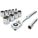 ▶ CRAFTSMAN Juego de enchufes de 11 piezas, métrico, 3/8 pulgadas, carraca de perfil bajo (CMMT12127)