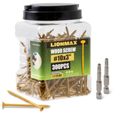 🔩 LIONMAX - Tornillos de cubierta de 3 pulgadas, tornillos de madera #10 x 3 pulgadas, 300 unidades, resistentes a la corrosión, revestimiento de epoxi exterior, tornillos de cubierta para exteriores,
