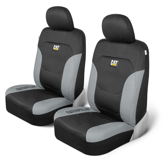 ▶ Cubiertas de Asientos Negros para Asientos Delanteros, Protectores de Asientos con molduras de Panal Grises Cubras de Asiento automotriz para Autos Camiones y SUV (Juego de 2) -  Caterpillar Flexfit