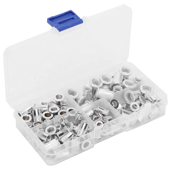 Tuercas de Hardware, Tuerca de Remache 100 Piezas/caja Tuerca de Remache de Aluminio Tuerca de Inserción de Remache Roscado 6‑32/8‑32/10‑24/10‑32 1/4‑20