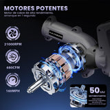 Soplador de Hojas Inalámbrico, Soplador Eléctrico de Mano, Soplador Recargable con 3 Boquillas, 3 Velocidades, Motor sin Escobillas