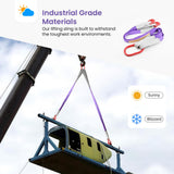 ▶ Correas de elevación genéricas con ganchos – 3.3 pies, capacidad de 4200 libras, correa de brida de poliéster, correa de aparejo de dos patas resistente para motores, grúas, elevadores, camión, morado