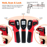 Termómetro infrarrojo digital de lectura instantánea sin contacto con láser de 9 puntos y retroiluminación (NO apto para humanos) -58 ℉ ~ 1022 ℉ (-50 ℃ ~ 550 ℃)