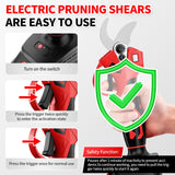 ▶ Tijeras de podar eléctricas, podadora eléctrica de 1.4 pulgadas de diámetro con visualización LCD y 2 baterías recargables de 2.0 Ah, tijeras de podar sin escobillas para cortar ramas de