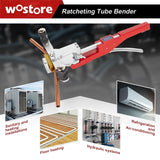 Doblador de tubos con curva inversa incluye 1/4-7/8 tamaños de refrigeración de carraca, dobladores de tubos, herramienta de mano, color de aleación de aluminio