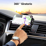 ▶ Soporte Celular Automóvil, Base Porta Móvil Auto Giratorio 360° con Gancho Metálico y Botón de Liberación, Uso con Una Sola Mano para iPhone 16 15 14 13 Pro MAX, Galaxy S24 S23 S22 Ultra