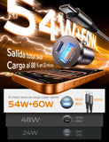 ▶ Cargador para Auto con Cable USB C 60W, PD 36W Cargador para Carro Rápida, Adaptador de Coche Compatible con iPhone 17 Air/16/15/Pro MAX, Galaxy S25/S24/S23 Ultra, Xiaomi, Motorola