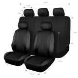 ▶ Fundas para asiento de coche, malla de aire, piel sintética, para bolsa de aire, banco trasero divisible 40/60, 50/50, 60/40 (juego completo - respaldo bajo, negro negro)