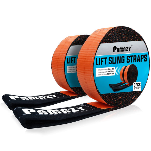 ▶ Coreas de elevación resistentes de 2 x 15 pies, capacidad de 18000 libras, correa de nailon resistente para ojo de ojo para polipasto, correas de aparejo de poliéster de 2 capas, correas de recuperación de ahorro de árboles, cabrestante de r