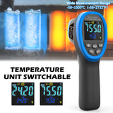 BTMETER BT-1500C - Termómetro infrarrojo láser sin contacto que mide -50 °C a 1500 °C (-50 ℃ ~ 1500 ℃) de alta temperatura, medidor de temperatura IR con LCD de color (no para temperatura humana)