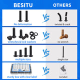 🔩 Besitu - Juego de 1705 tornillos de máquina, kit de tornillos y tuercas métricas M2 M3 M4 M5 con cerradura y arandelas planas, cabeza de botón hexagonal 10.9 de aleación de acero con llave Allen