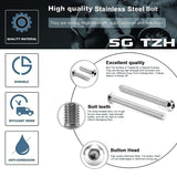 Tornillos de cabeza de botón de 3/8-16 x 7/8 pulgadas, 10 piezas de acero inoxidable 304 18-8, llave hexagonal Allen, acabado brillante de SG TZH (con llave hexagonal)