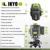 Nivel Láser, Nivel Láser Automático 4D de 16 Líneas, Nivel Láser con Cruz Verde, Nivel Láser 360 Grados con Mando a Distancia, con Base de Ajuste
