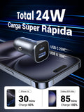▶ Cargador Auto 24W, USB C Adaptador de Coche PD 20W y QC 18W, Quick Charge 3.0 con Enchufe Plegable, Compatible con iPhone 17 Pro MAX, iPad, Galaxy S25 S24 S23, Pixel 10 9 8