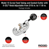 Tubos y cortador de conductos con perilla X-CEL, plata RIDGID 32920 Modelo 15 Alimentación de tornillo de 3/16" a 1-1/8"