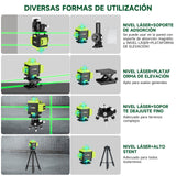 Nivel Láser Autonivelante con Trípode TXG, 16 líneas 4D Nivelador Láser, Nivel Láser de Línea Verde Cruzada, Niveles láser 360 grado con Control Remoto, Soporte y Caja de Herramientas