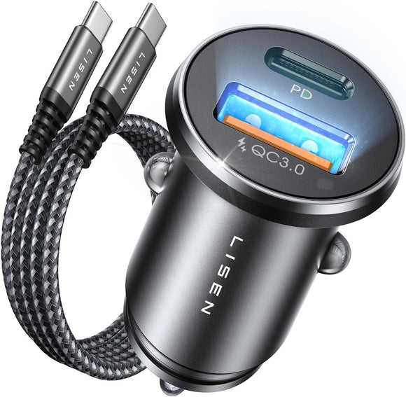 ▶ Cargador para Auto con Cable USB C 60W, PD 36W Cargador para Carro Rápida, Adaptador de Coche Compatible con iPhone 17 Air/16/15/Pro MAX, Galaxy S25/S24/S23 Ultra, Xiaomi, Motorola