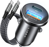 ▶ Cargador para Auto con Cable USB C 60W, PD 36W Cargador para Carro Rápida, Adaptador de Coche Compatible con iPhone 17 Air/16/15/Pro MAX, Galaxy S25/S24/S23 Ultra, Xiaomi, Motorola