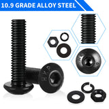 🔩 Besitu - Juego de 1705 tornillos de máquina, kit de tornillos y tuercas métricas M2 M3 M4 M5 con cerradura y arandelas planas, cabeza de botón hexagonal 10.9 de aleación de acero con llave Allen