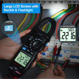 ▶  Digital Pinza Amperimétrica multímetro probador de voltaje voltímetro de rango automático NCV True RMS 6000 conteos mide voltaje AC/DC resistencia, corriente, diodo, capacitancia, frecuencia