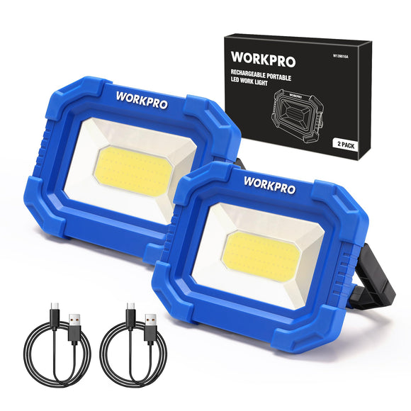 Luz LED de trabajo, recargable magnética, con soporte, portátil, impermeable, luz de inundación COB de 2000 lm, para camping, pesca, reparación de automóviles, iluminación en el lugar de trabajo, senderismo, 4 modos, paquete de 2