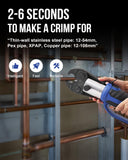 ▶ Prensado de tubos hidráulico de 18 V con 1/2", 3/4", 1" y 1-1/4" Pro Press Jaws para tubos de acero inoxidable/cobre/PEX, kit de herramientas de prensa de tubería con 2 baterías,